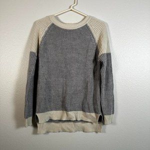 Anthropologie Grey and Cream Knit Sweater